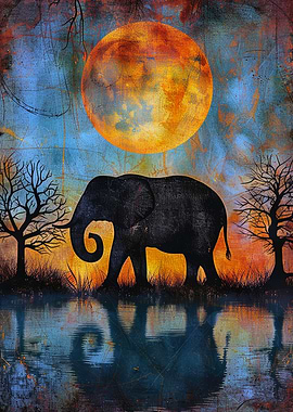 Elephant Moon Reflection