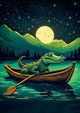 rowing crocodile