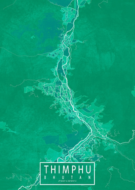 Thimphu City Map Watercolo