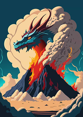Volcano with Dragons Head