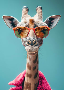 Cute giraffe with glasses