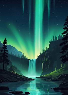 Auroras Glowing Cascade