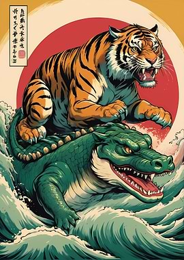 Tiger and crocodile