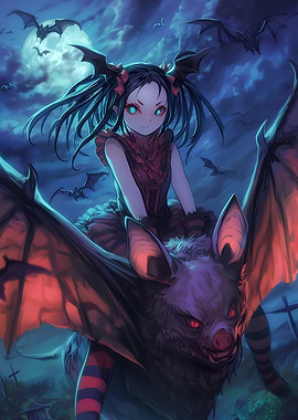 Moonlight Bat Anime Girl