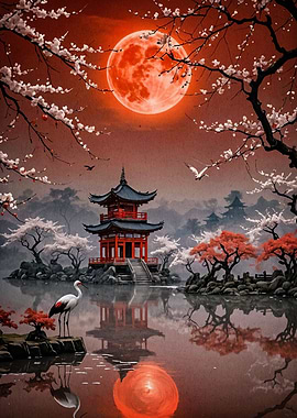 japanese moon red