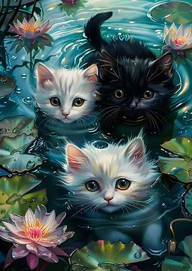 Monet Cat Waterlilies
