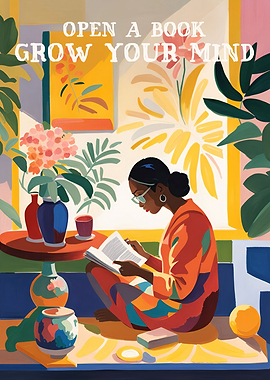 Colorful Book Reading Art