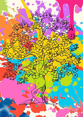 Black Tree Colorful
