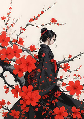 Girl cherry blossom Japan