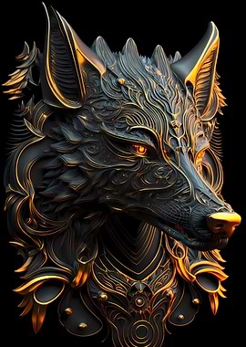 Regal Golden Fire Wolf