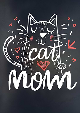 Typography Art Cat Mom