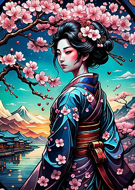 Geisha Japan Cherry Blosso