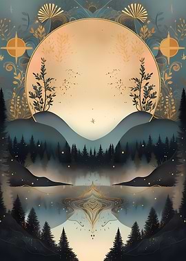 golden moon landscape