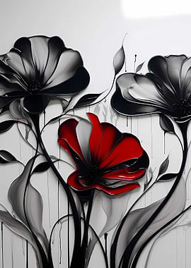 three stylized flowers