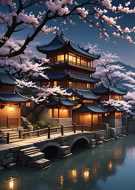 Sakura Rainy Evening