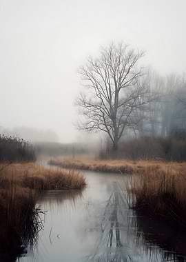 Foggy Riverbank