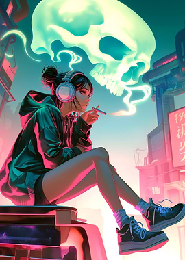 Smoking Skull Girl