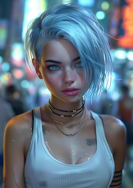 Sexy Cyberpunk City Girl