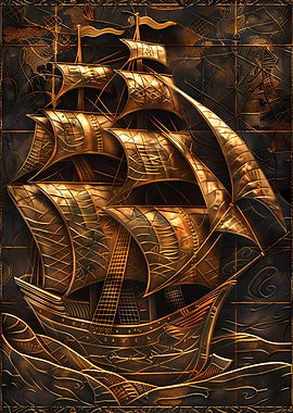 Sailing ship in ocean