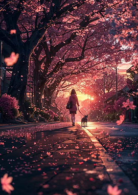 japanese anime girl walk