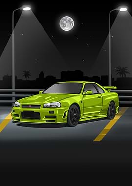 Nissan Skyline R34 green