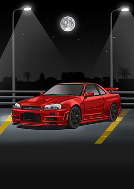 Nissan Skyline R34 red