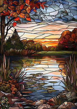 Tranquil Lake at Sunset