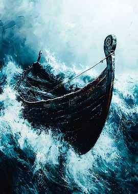 Viking Boat in the Storm
