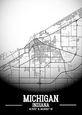 Michigan City Map White