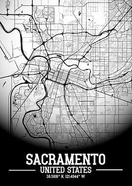 Sacramento City Map White