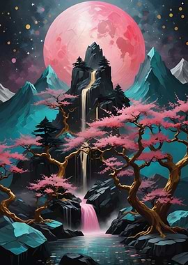 Pink Moon landscape