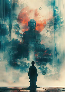 meditating silhouette