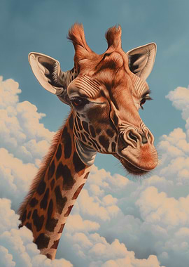 Giraffe Clouds Blue Sky
