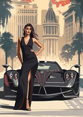 Pagani Huayra car and girl