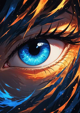 anime blue eyes fire