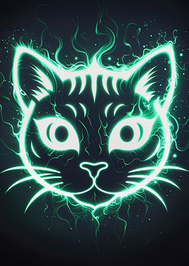 Green Neon Cat
