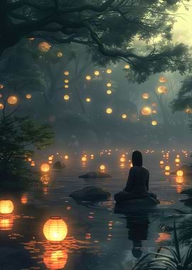 meditating silhouette