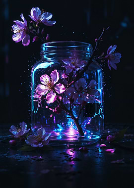 Mason Jar of Purple Flower