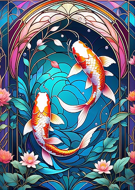 Koi Fish Stained Glass