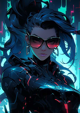 futuristic neon girl