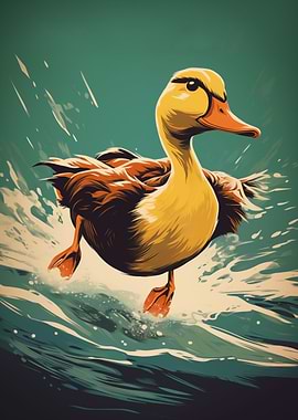 Duck in the water Bird art