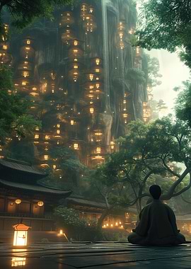 meditating silhouette