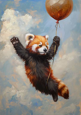 Red Panda Balloon Flying