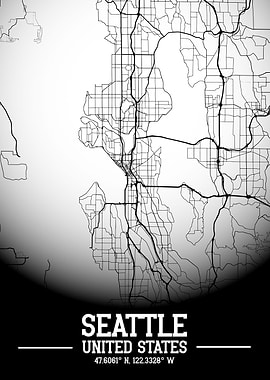Seattle City Map White