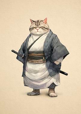 Tabby Cat Samurai Ronin