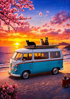 bus on the beach