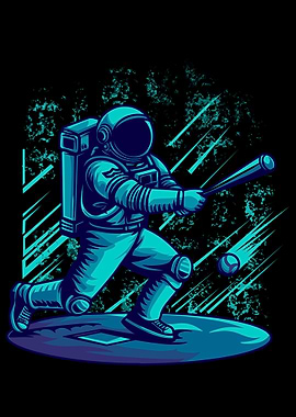 Astronaut Playing Baseball