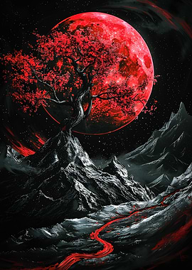 Red Full mon landscape