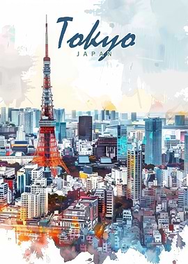 Tokyo City Watercolor