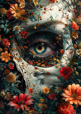 Floral Skeleton Skull